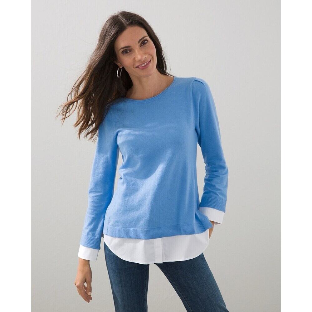 Chico's Blue Crew Neck Sweater